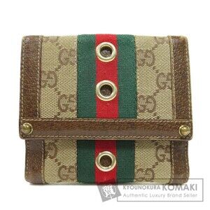 Gucci Sherry Line Bifold Wallet Canvas Leather